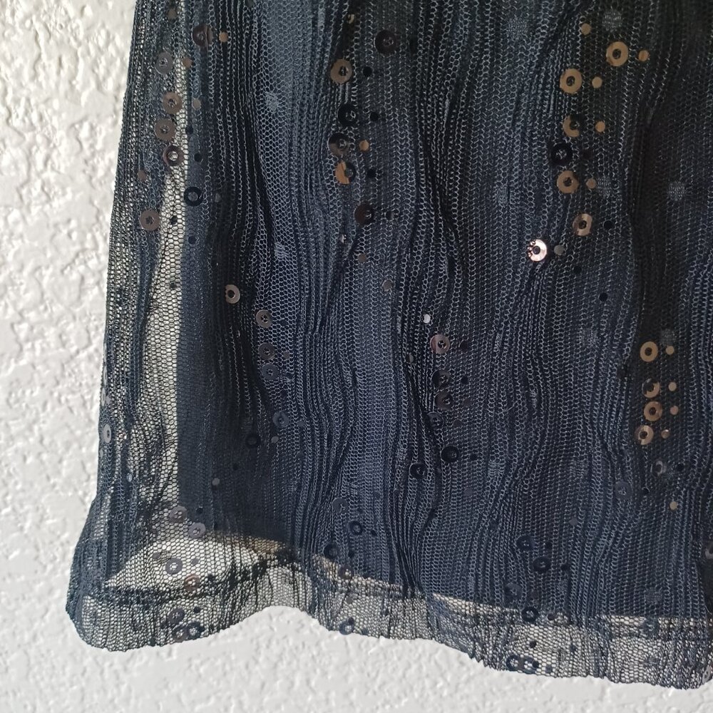 3/$25 SALE AB Studio Black Sequins & Lace Sleeveless V-Neck Top, Womens Medium - Picture 4 of 13
